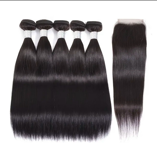 NATURAL CLOSURE STRAIGHT HAIR BUNDLE